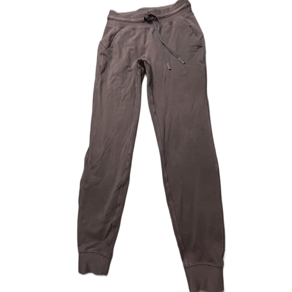 Lululemon Warm Down High Rise Joggers 4 Brown Pima Cotton Drawstring Cuffed Yoga